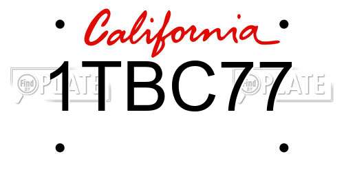 1TBC77 California License Plate