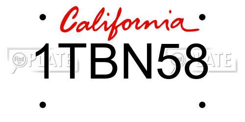 1TBN58 California License Plate