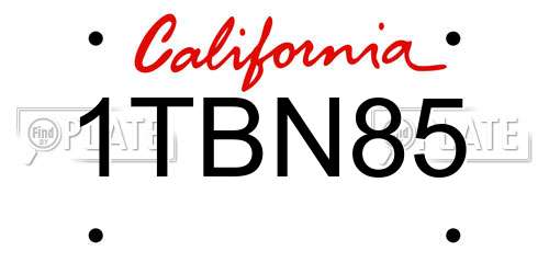 1TBN85 California License Plate