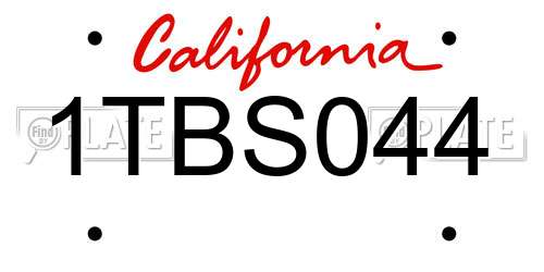 1TBS044 California License Plate