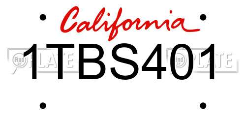 1TBS401 California License Plate