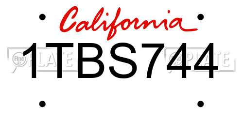 1TBS744 California License Plate
