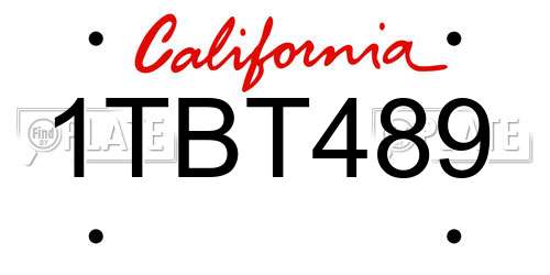1TBT489 California License Plate