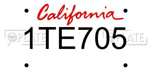 1TE705 California License Plate