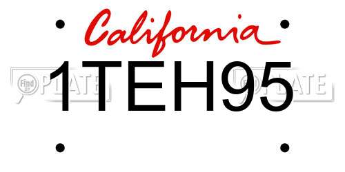 1TEH95 California License Plate