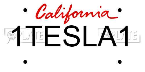 1TESLA1 California License Plate