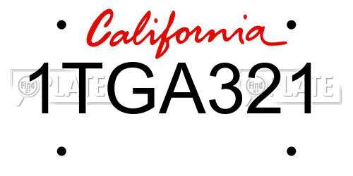 1TGA321 California License Plate