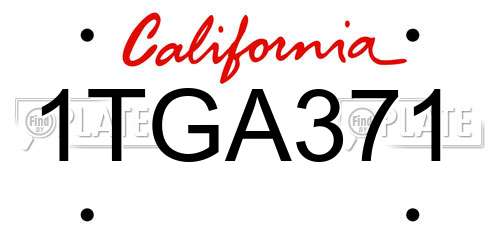 1TGA371 California License Plate