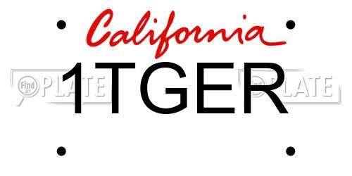 1TGER California License Plate