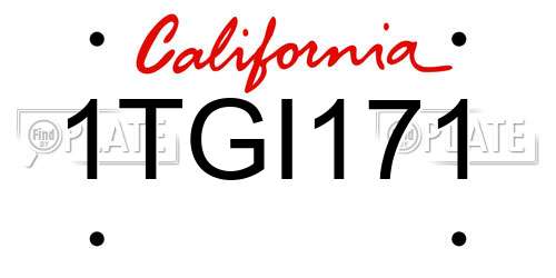 1TGI171 California License Plate