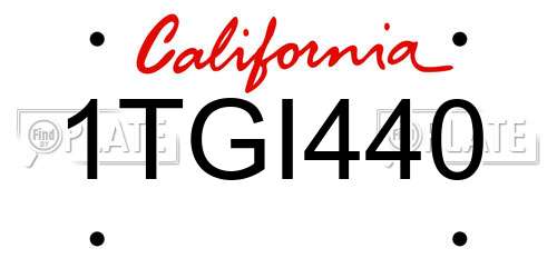 1TGI440 California License Plate