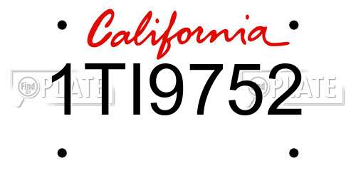 1TI9752 California License Plate