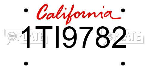 1TI9782 California License Plate
