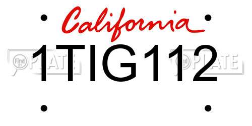 1TIG112 California License Plate