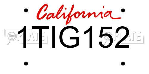1TIG152 California License Plate