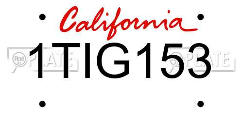 1TIG153 California License Plate