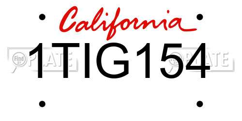 1TIG154 California License Plate