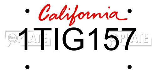 1TIG157 California License Plate
