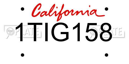 1TIG158 California License Plate