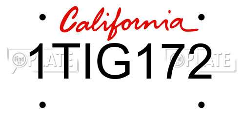1TIG172 California License Plate