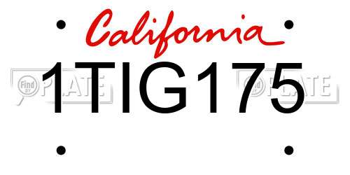 1TIG175 California License Plate