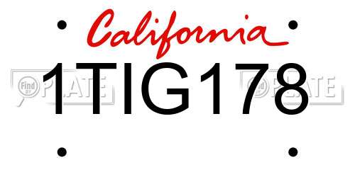 1TIG178 California License Plate
