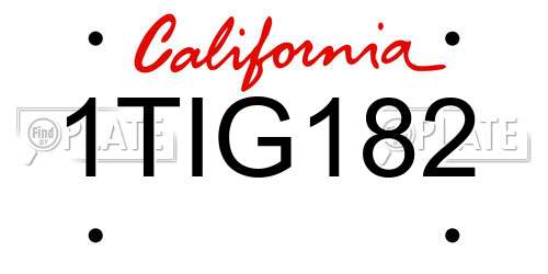 1TIG182 California License Plate