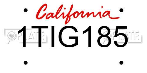 1TIG185 California License Plate