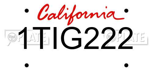1TIG222 California License Plate