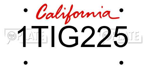 1TIG225 California License Plate