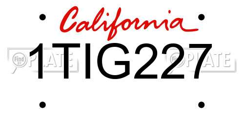 1TIG227 California License Plate