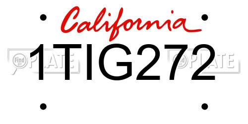 1TIG272 California License Plate