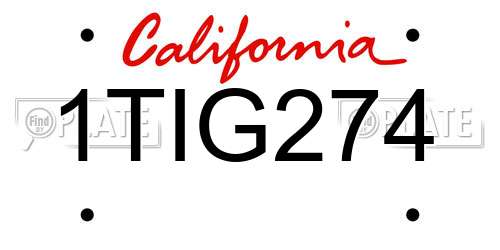 1TIG274 California License Plate