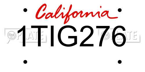 1TIG276 California License Plate