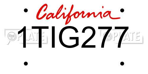 1TIG277 California License Plate