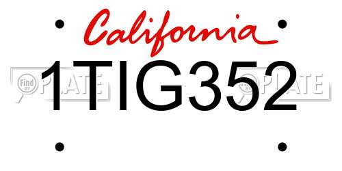 1TIG352 California License Plate