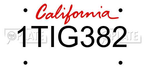 1TIG382 California License Plate