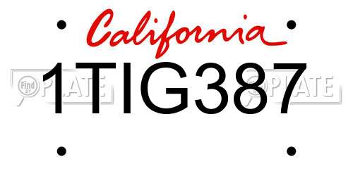 1TIG387 California License Plate