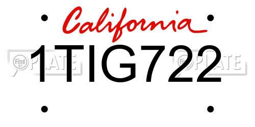 1TIG722 California License Plate