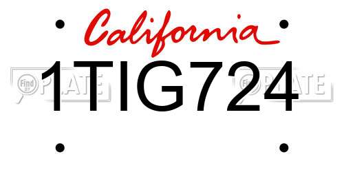 1TIG724 California License Plate