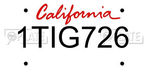 1TIG726 California License Plate