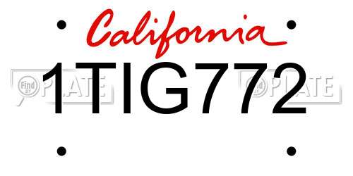 1TIG772 California License Plate