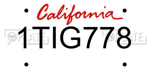 1TIG778 California License Plate
