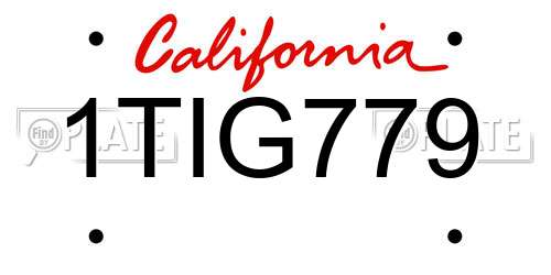 1TIG779 California License Plate