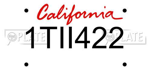 1TII422 California License Plate