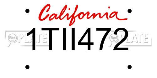1TII472 California License Plate