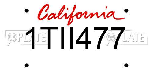 1TII477 California License Plate