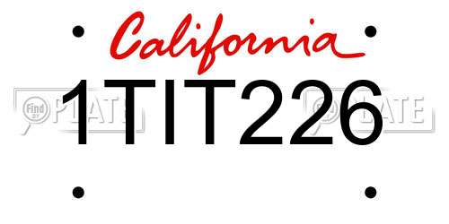 1TIT226 California License Plate