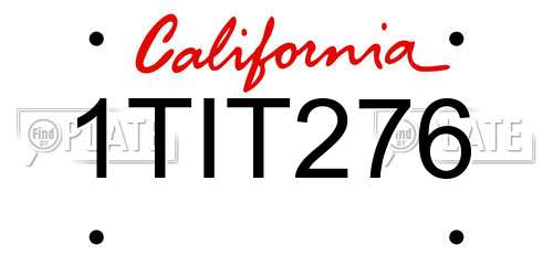 1TIT276 California License Plate