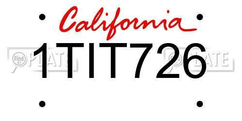 1TIT726 California License Plate
